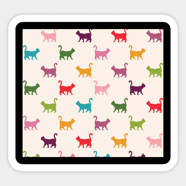 Pattern colorful cats lovers Sticker by Flipodesigner